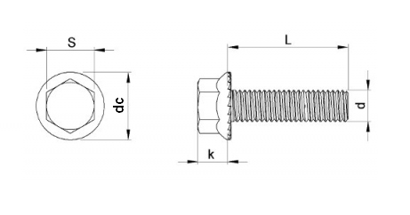 Болт DIN 6921 А2 А4 нержавеющий с шестигранной головкой с фланцем с насечками