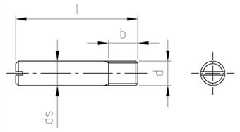 Винт установочный (штифт резьбовой) с неполной резьбой, плоским концом и прямым шлицем