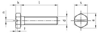 Болт DIN 933 SZ А2 А4 нержавеющий с шестигранной головкой и шлицем, резьба до головки