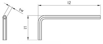 Г- образный ключ для антивандальных винтов с внутреним шестигранником и штифтом