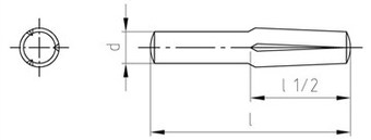 Штифт забивной цилиндрический с насечкой на половину длины с трёх сторон с утолщением